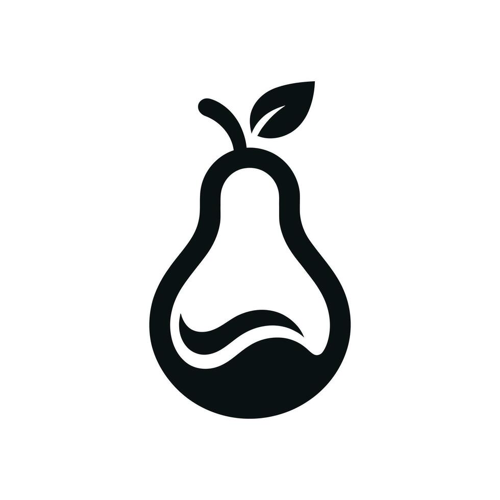 Elegant Pear Silhouette with Leaf - High-Quality Graphic for Download vector