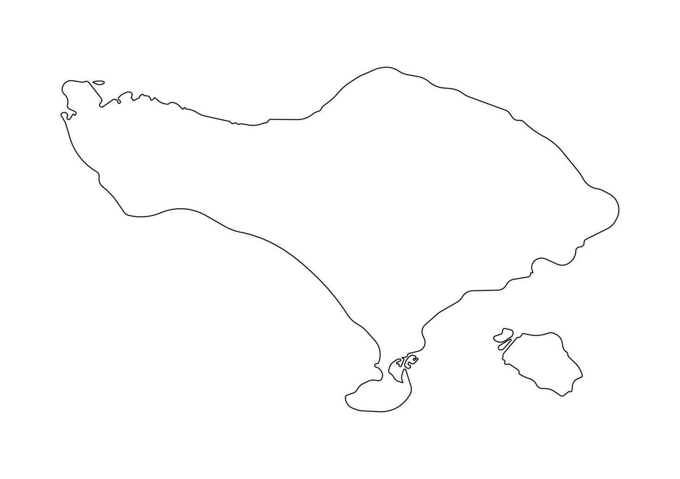 isolated simplified illustration icon with black outline silhouette of Bali and Nusa Penida, Indonesia island, map. White background vector