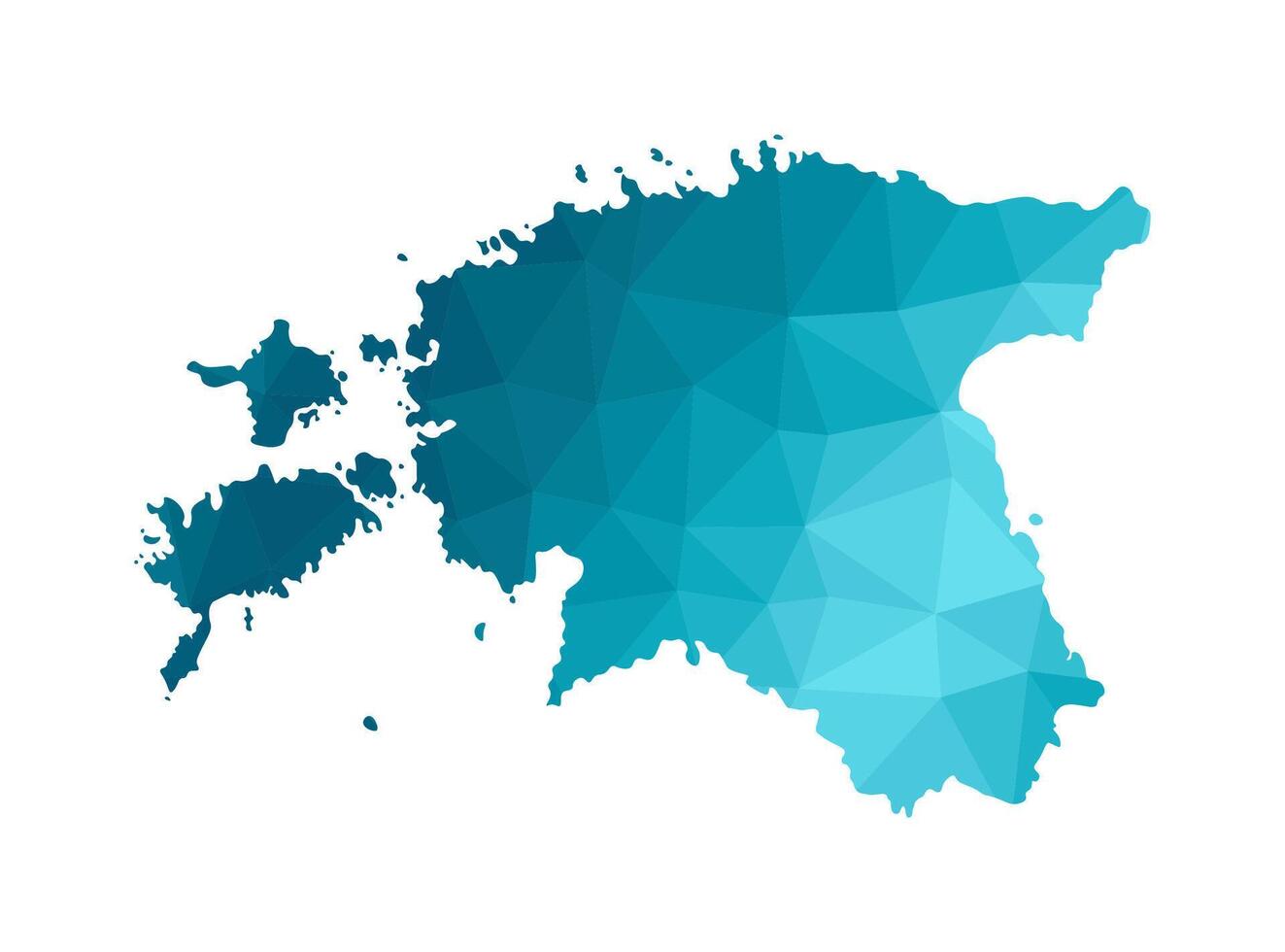 isolated illustration icon with simplified blue silhouette of Estonia map. Polygonal geometric style. White background vector