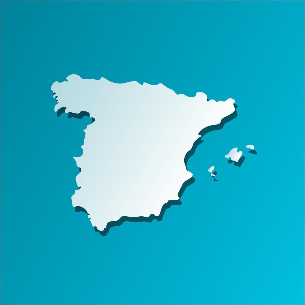 isolated simplified illustration icon with blue silhouette of Spain map. Dark blue background vector