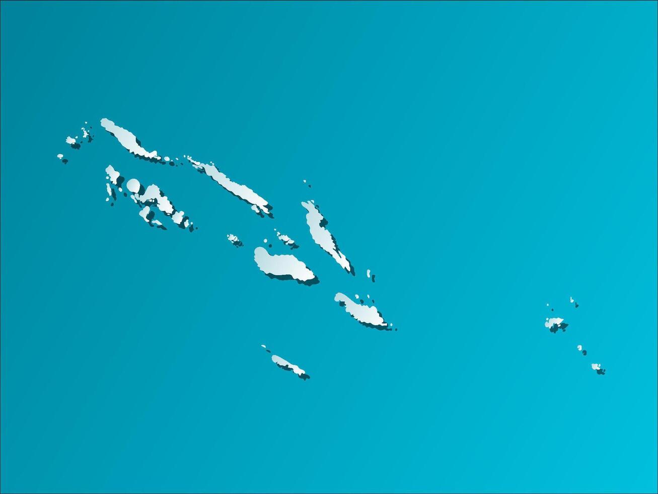 isolated simplified illustration icon with blue silhouette of Solomon Islands map. Dark blue background vector