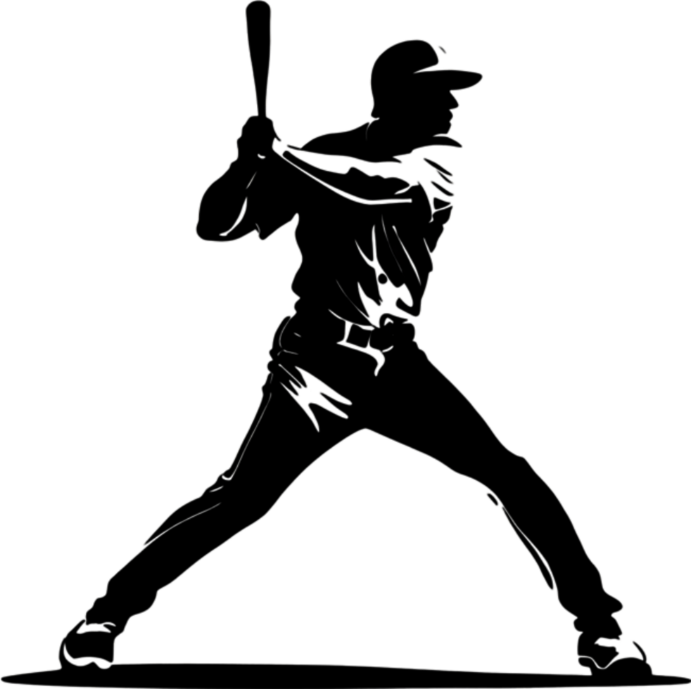 Athlete in batting stance, ready for the perfect hit. AI-Generated. png