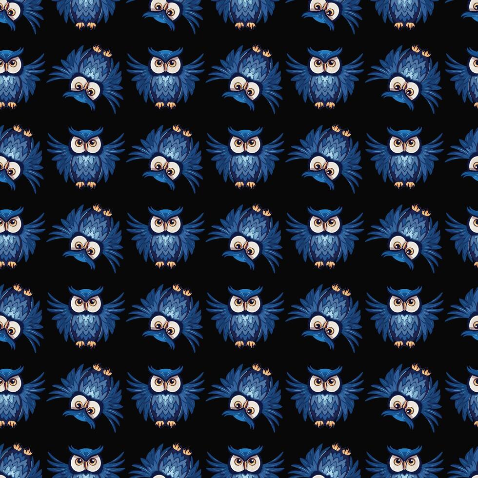 Owl Faces Seamless Pattern Design vector