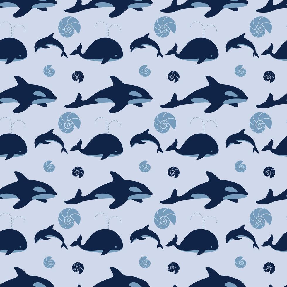 Dolphins In Water Color Seamless Pattern Design vector