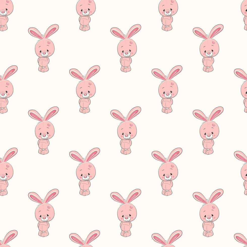 Cute Rabbit Seamless Pattern Design vector