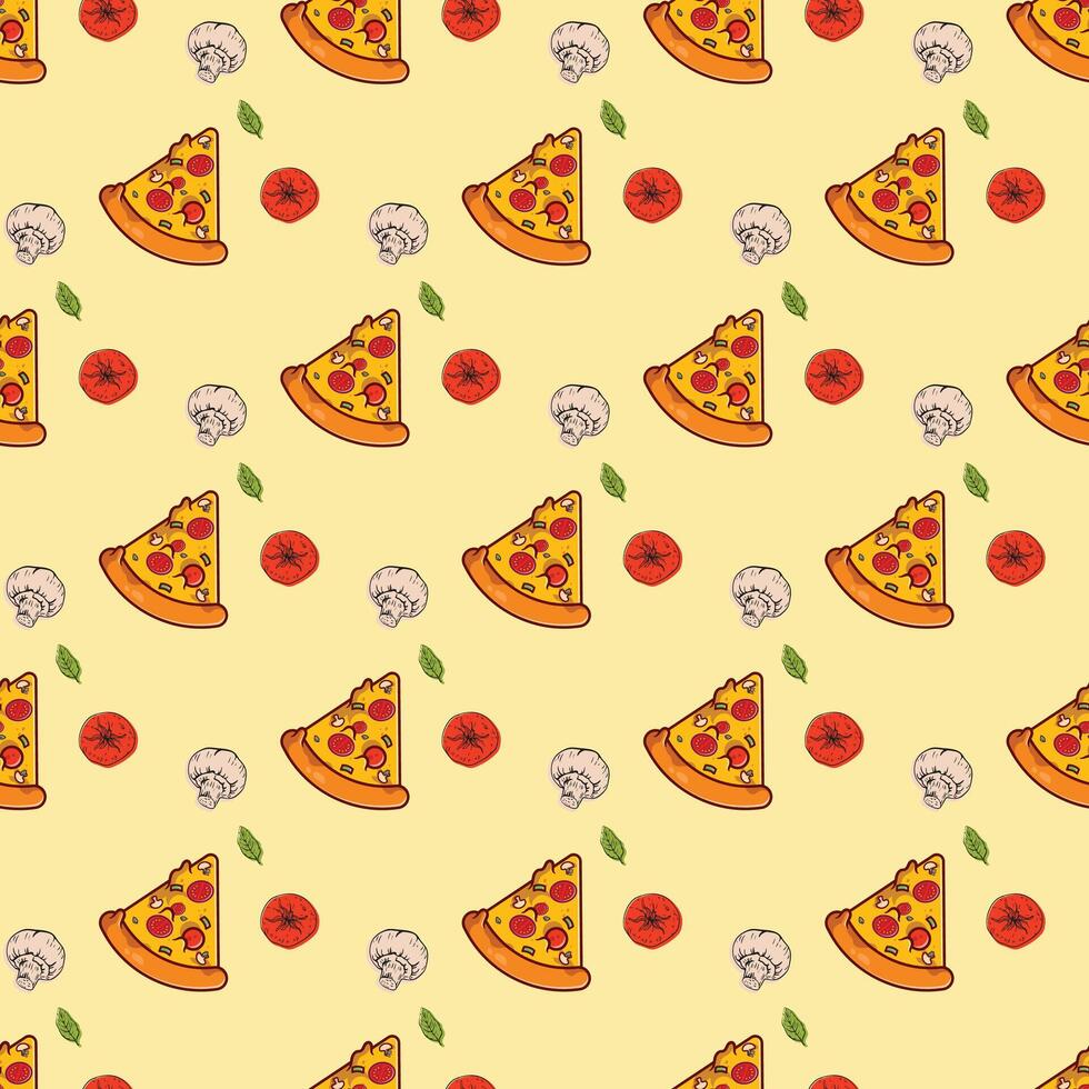Pizza Pieces Seamless Pattern Design vector