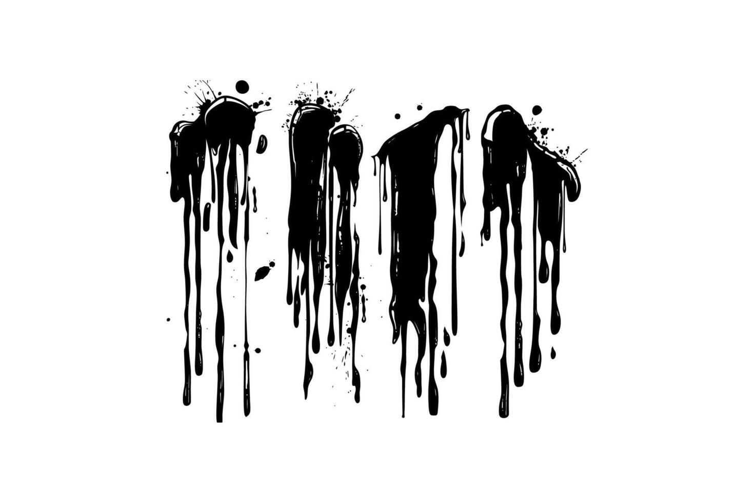 Black Paint Drips and Splatters Illustration vector