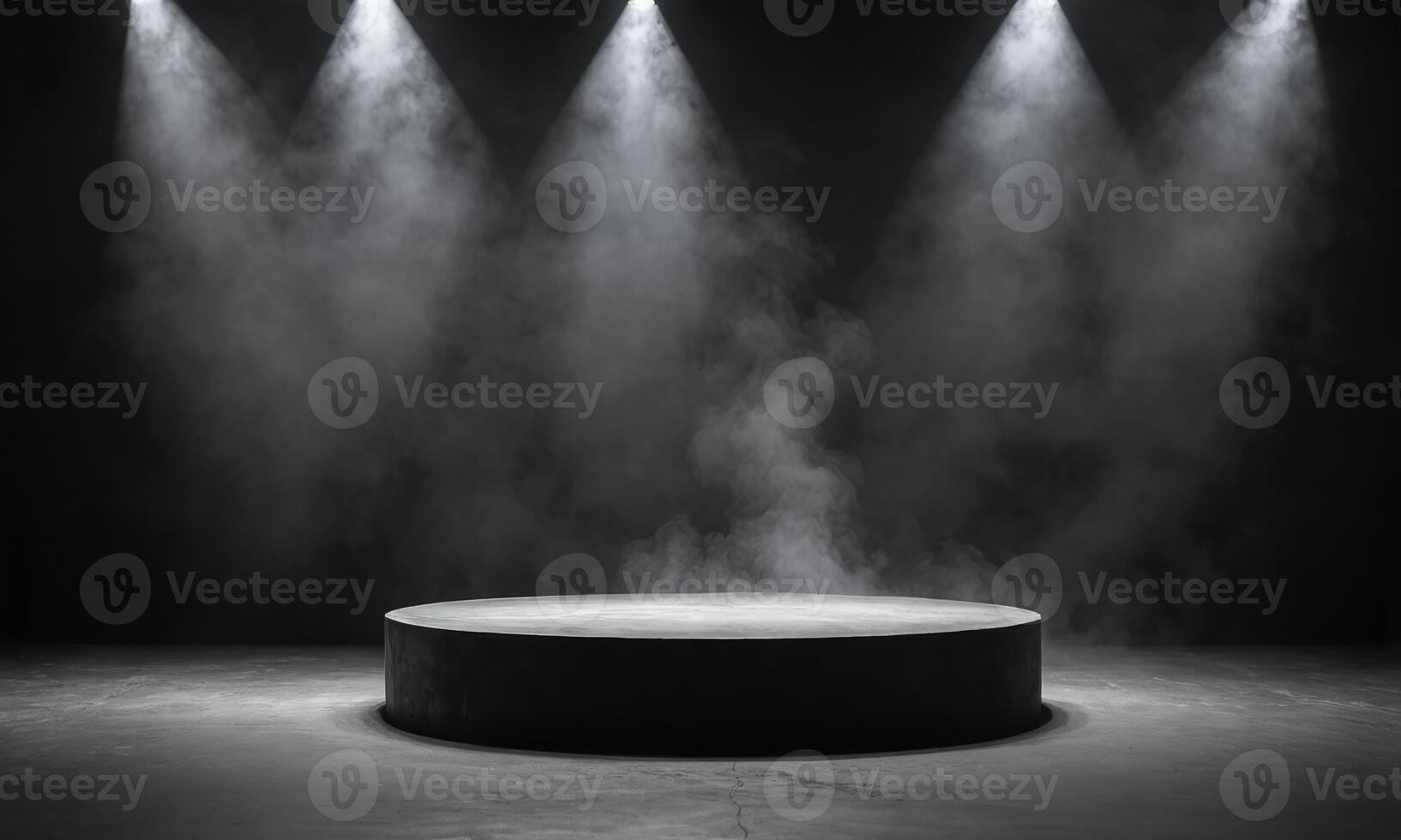 Podium black dark smoke background product platform abstract stage texture fog spotlight photo