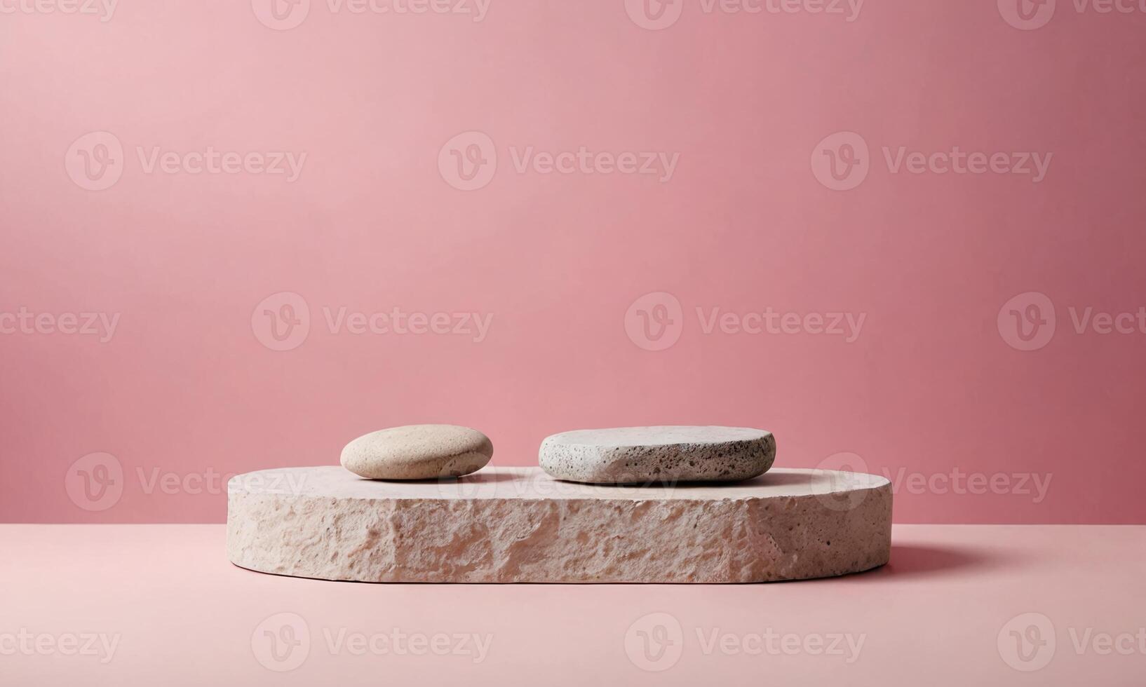Stone Product Podium on Pink Background photo