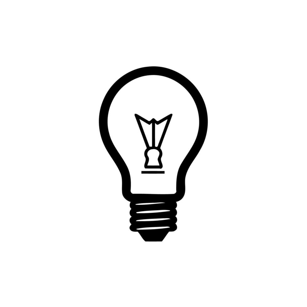 Simple Light Bulb Icon in Black and White vector