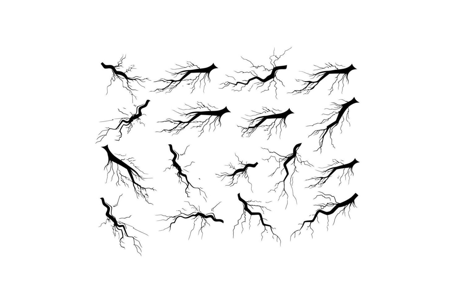 Collection of Black Lightning Bolt Illustrations vector