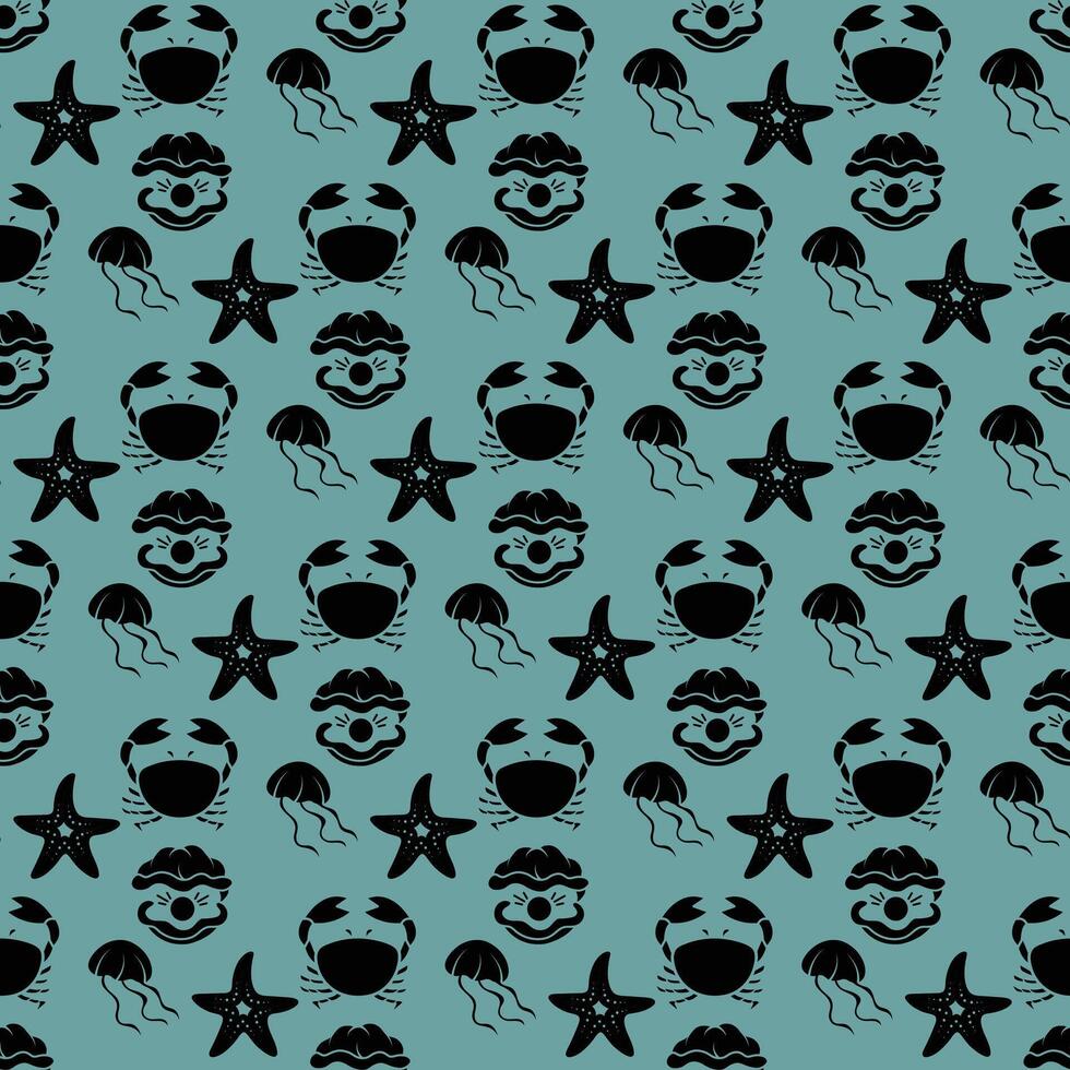 Marine Animals Seamless Pattern Design vector