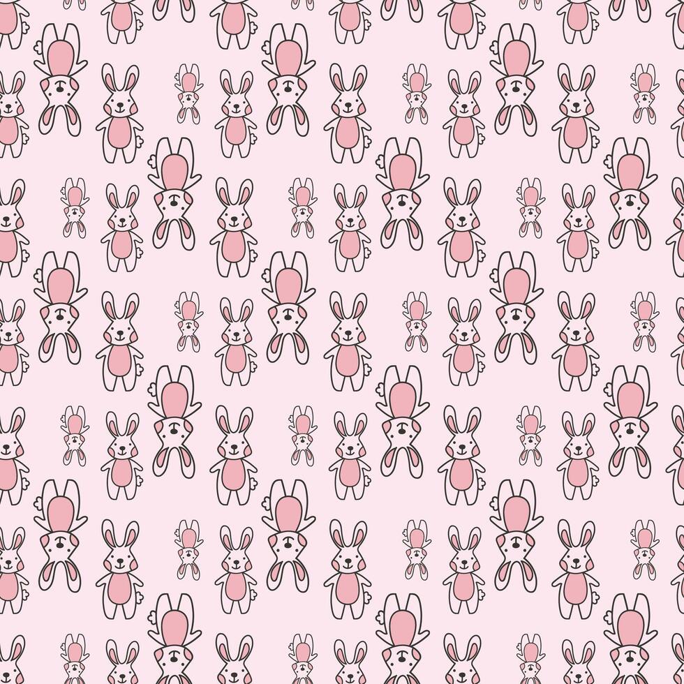 Dancing Rabbit Ballerina Seamless Pattern Design vector