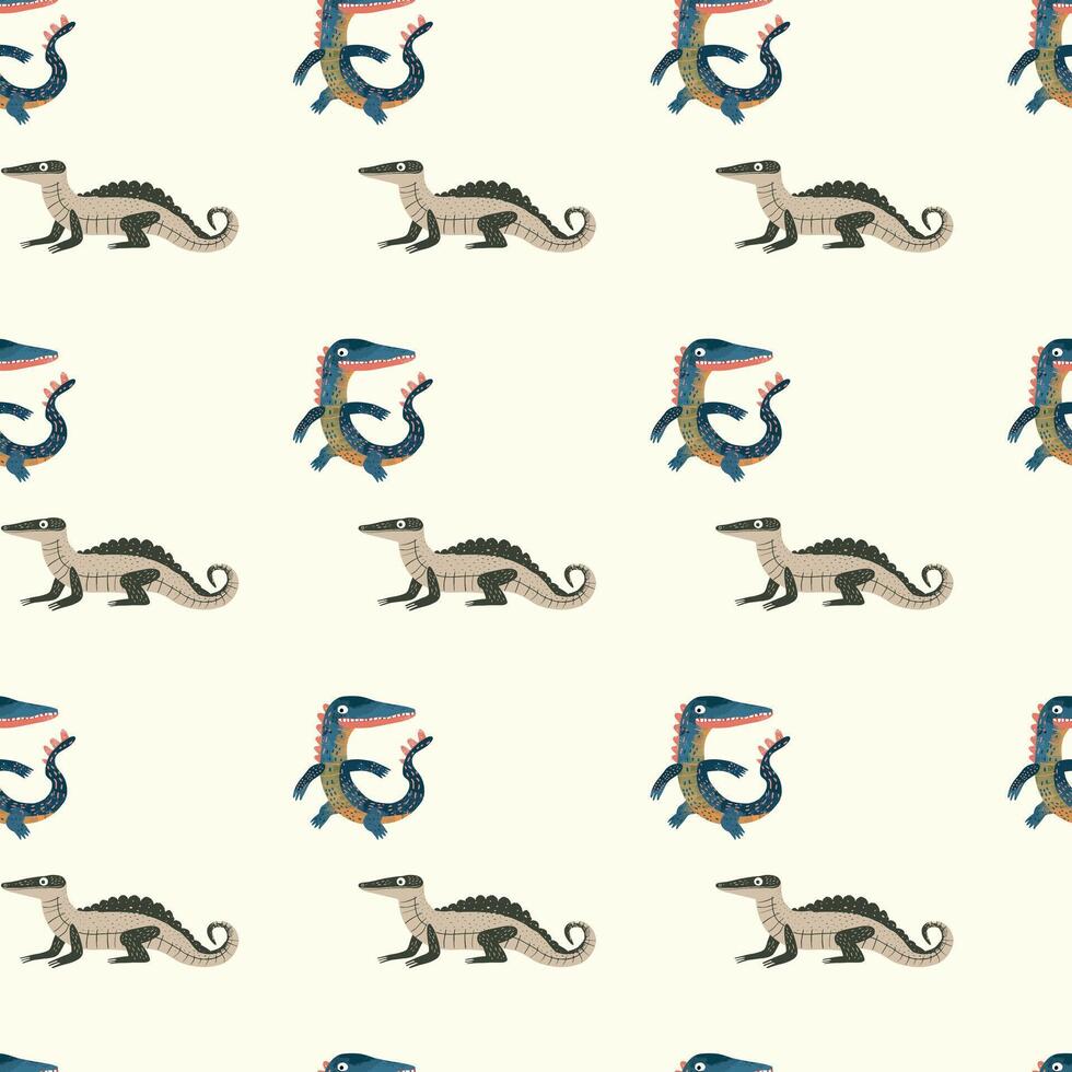 Dragons And Crocodiles Seamless Pattern Design vector