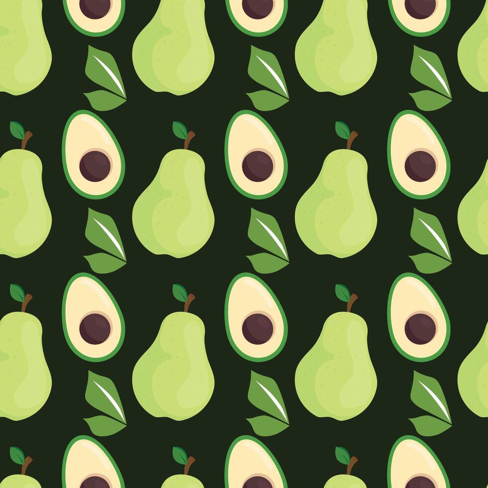 Delicious Fresh Avocado Seamless Pattern Design vector