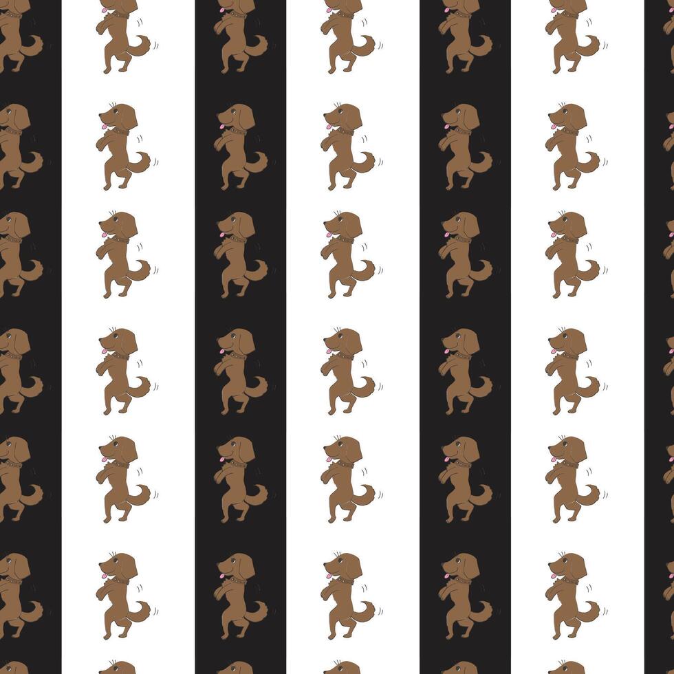Dachshund Black And White Seamless Pattern Design vector