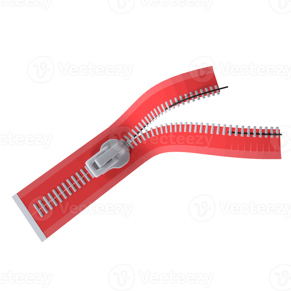Red Zipper isolated on transparent png