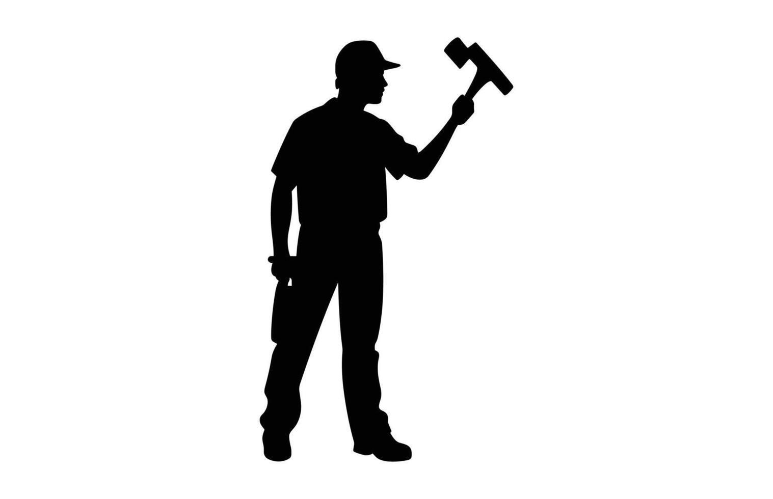 Handyman Standing Silhouette black Clip art vector