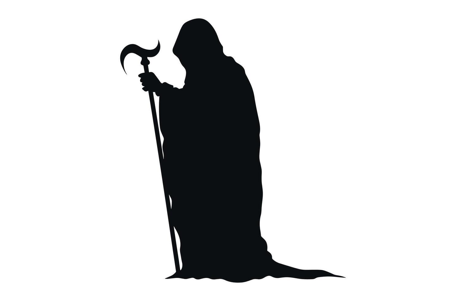 Grim Reaper Silhouette black Clipart isolated on a white background vector