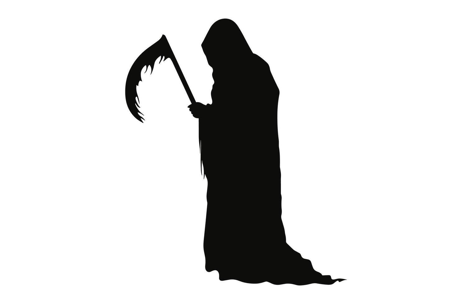 Grim Reaper Silhouette black Clipart isolated on a white background vector