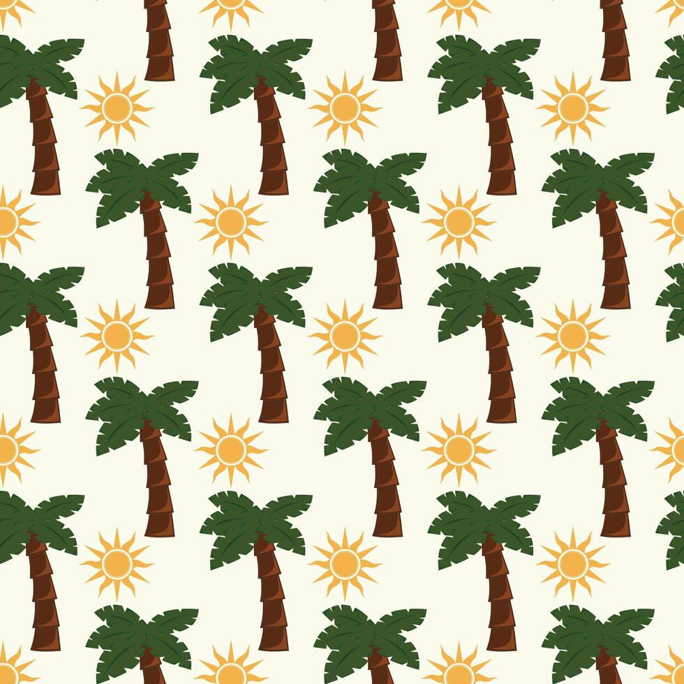 Hello Summer Palm Trees Seamless Pattern Design vector