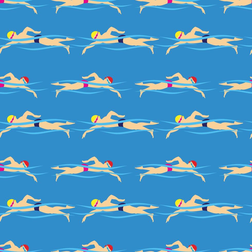 People swimming in the pool seamless beach pattern vector
