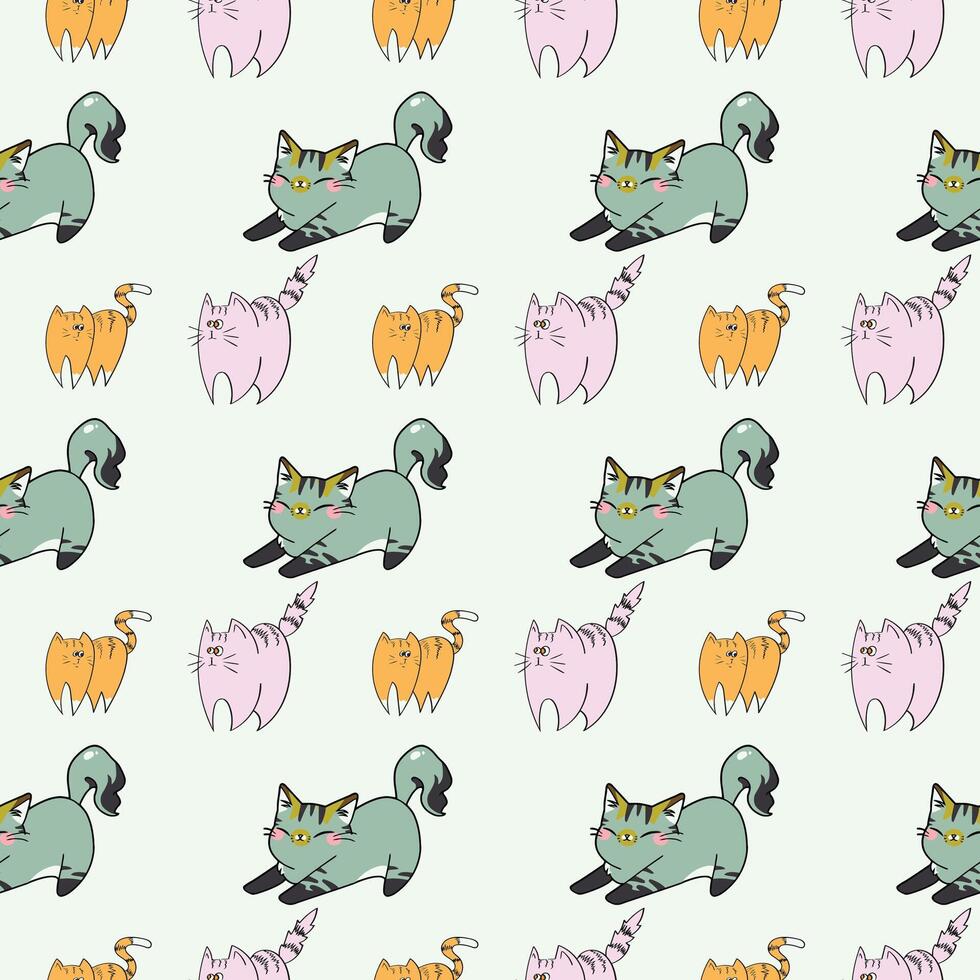 Hy There Kitty Seamless Pattern Design vector