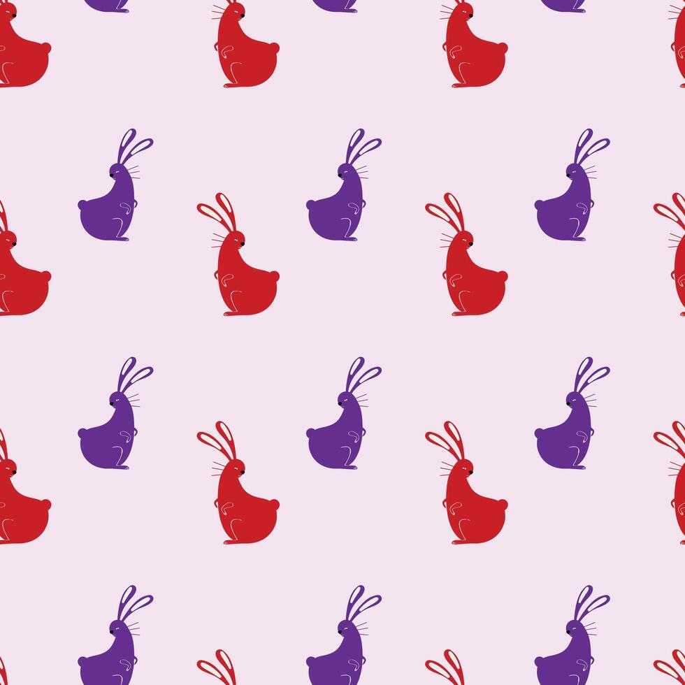 Bouncing Bunnies Purple Seamless Pattern Design vector