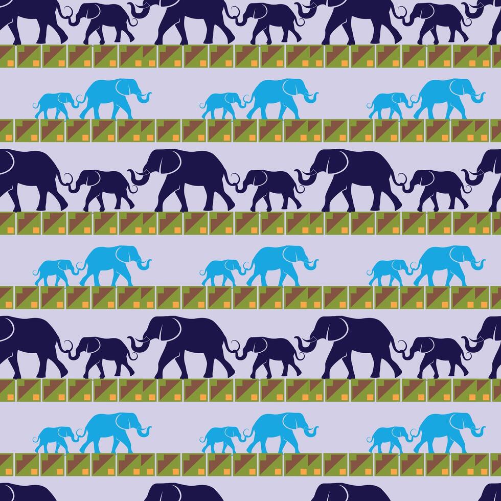 Blue Elephants Seamless Pattern Design vector
