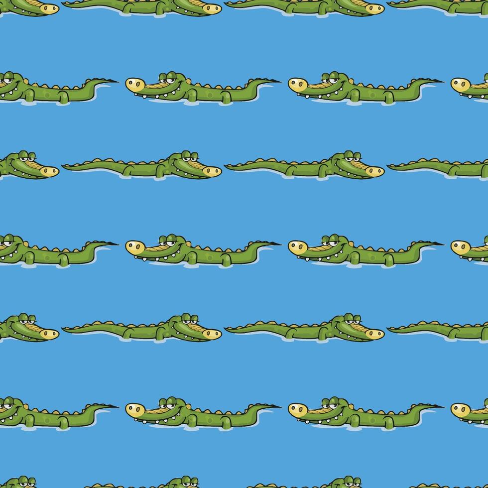 Crocodile Lake Seamless Pattern Design vector