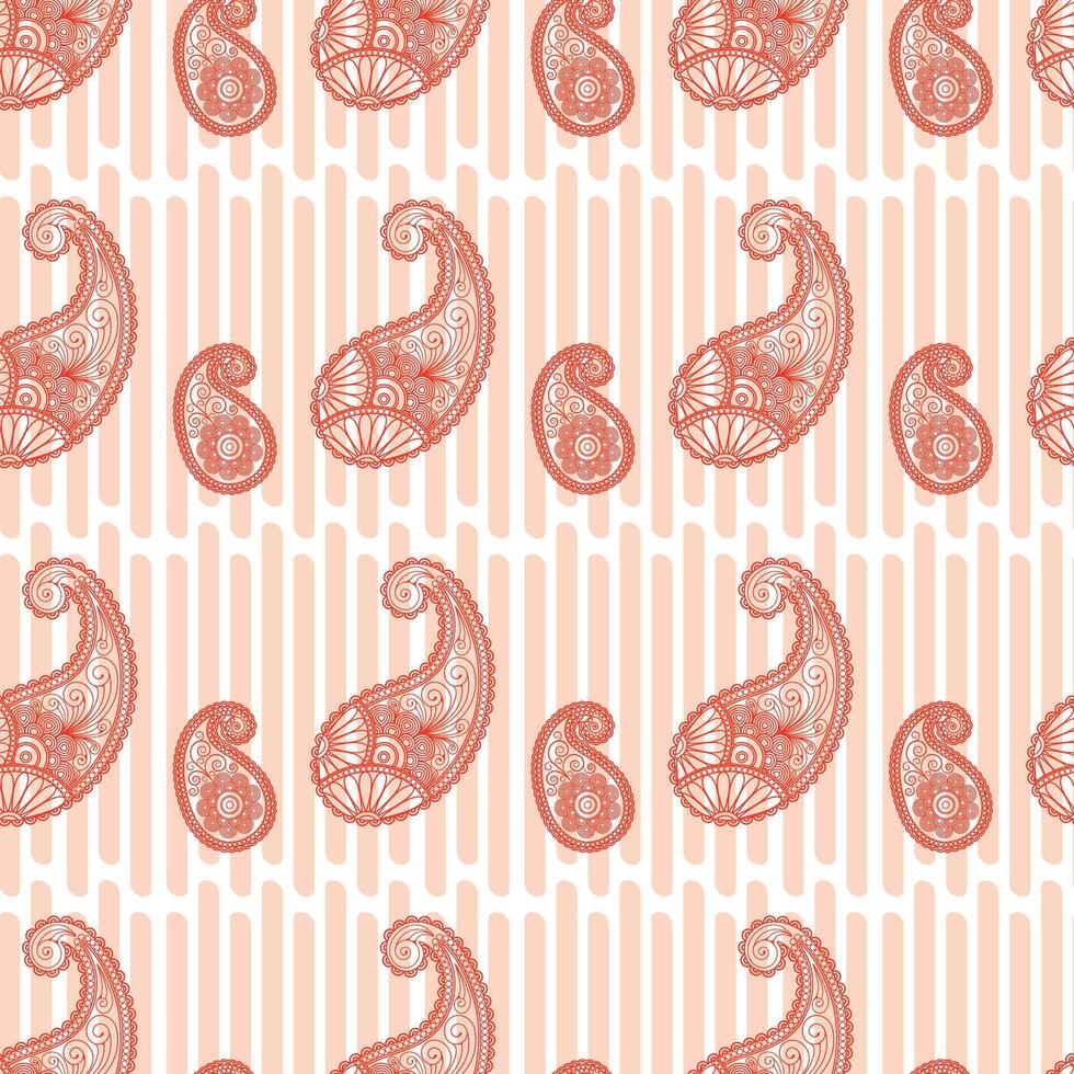 Paisleys On Stripes Seamless Pattern Design vector