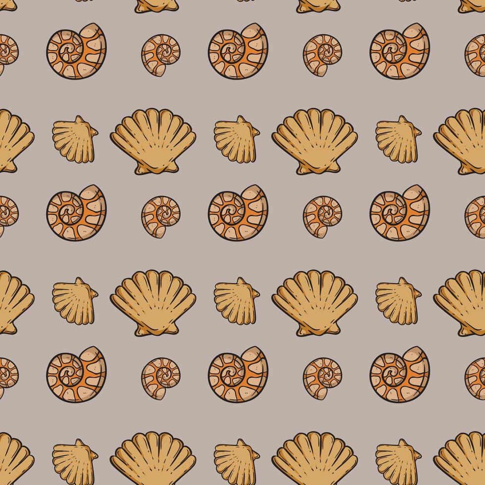Seashells And Sand Seamless Pattern Design vector