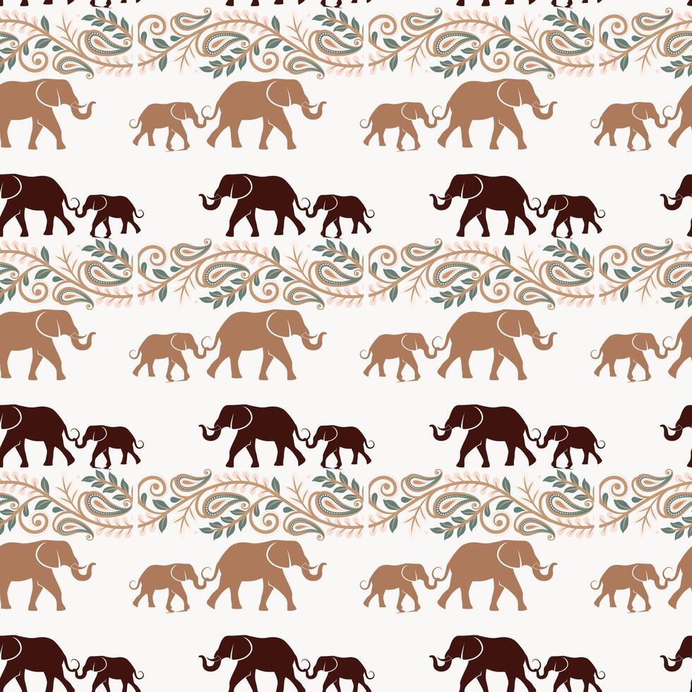 Elephant family Seamless Pattern Design vector