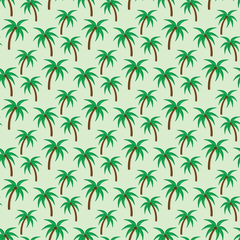 Tropical coconut trees seamless beach pattern vector