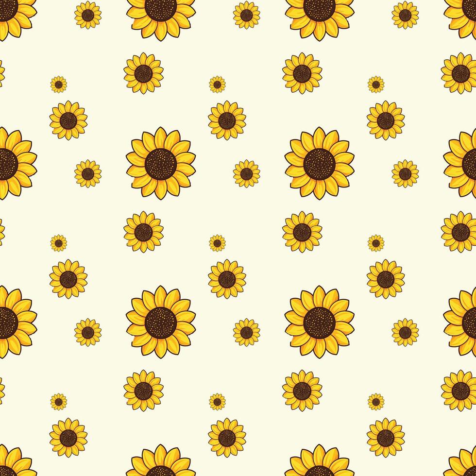 Sunny Sunflowers Seamless Pattern Design vector