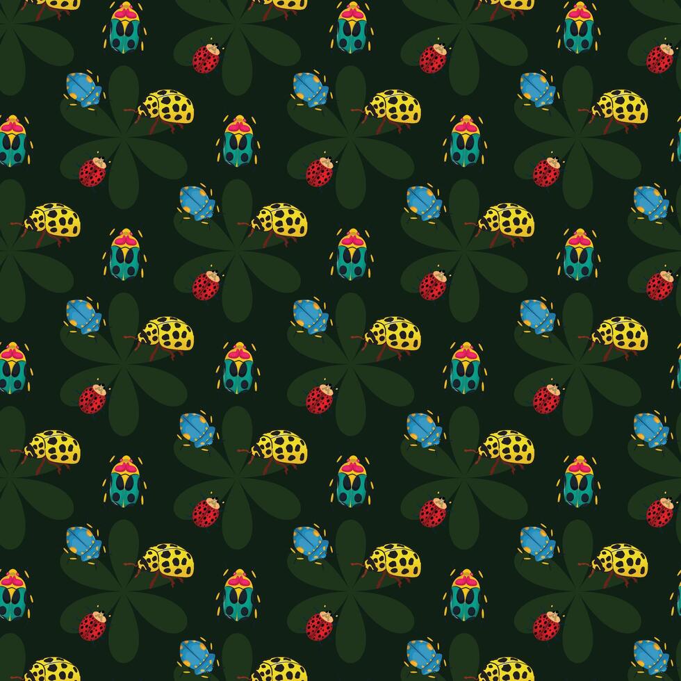 Ladybug Meeting Seamless Pattern Design vector