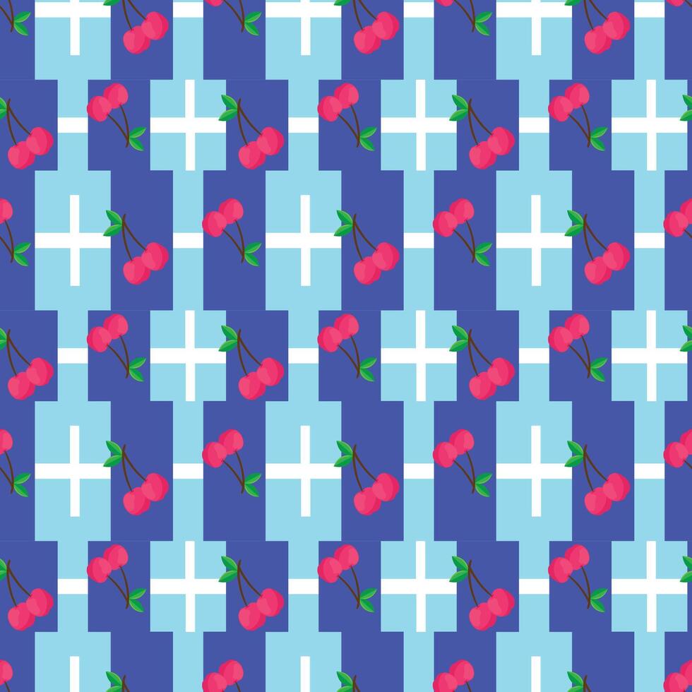 Kawaii Cherry Couples Seamless Pattern Design vector