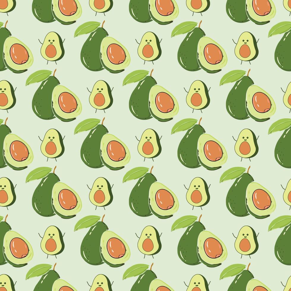 Lovely Avocado Seamless Pattern Design vector