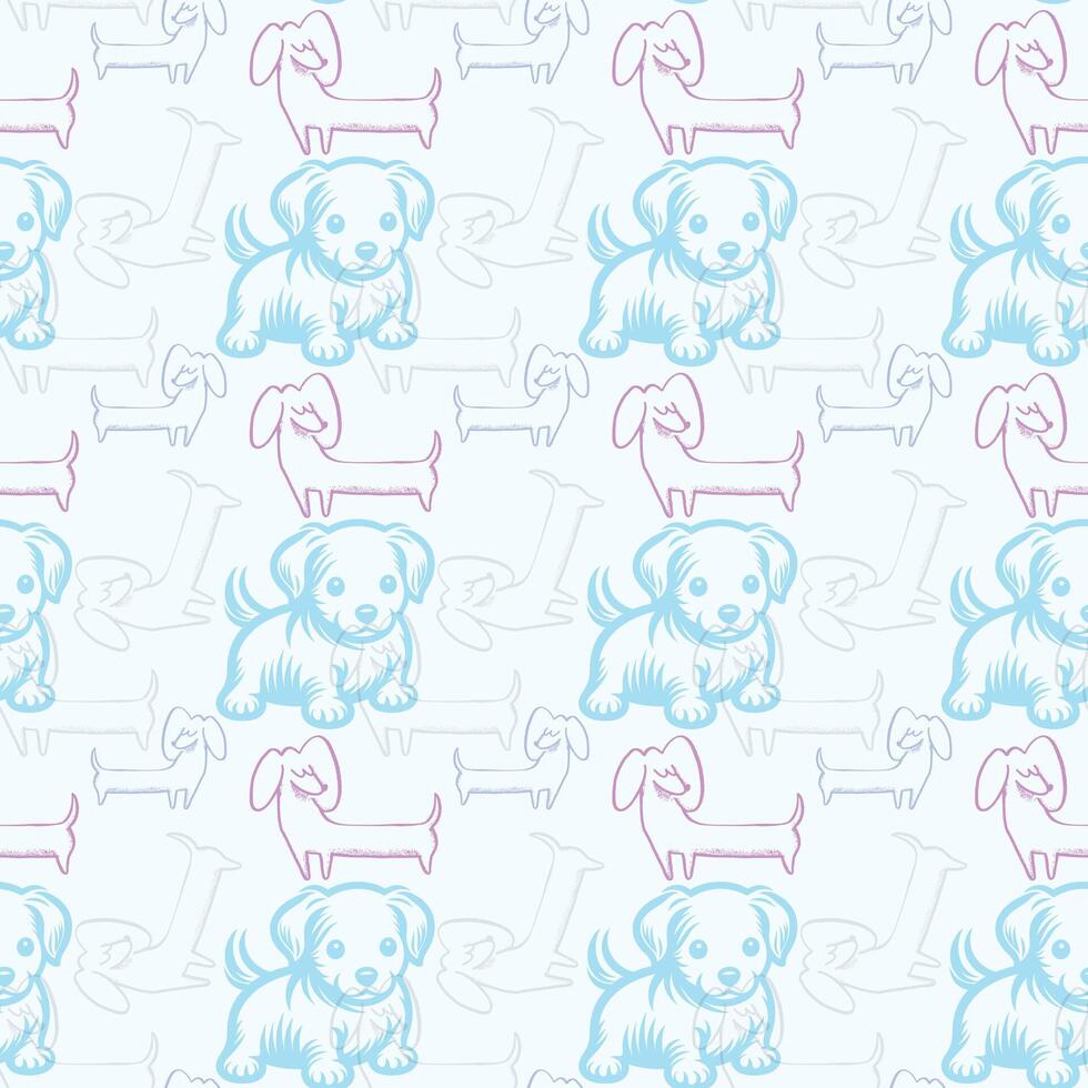 Cute Dogs Seamless Pattern Design vector