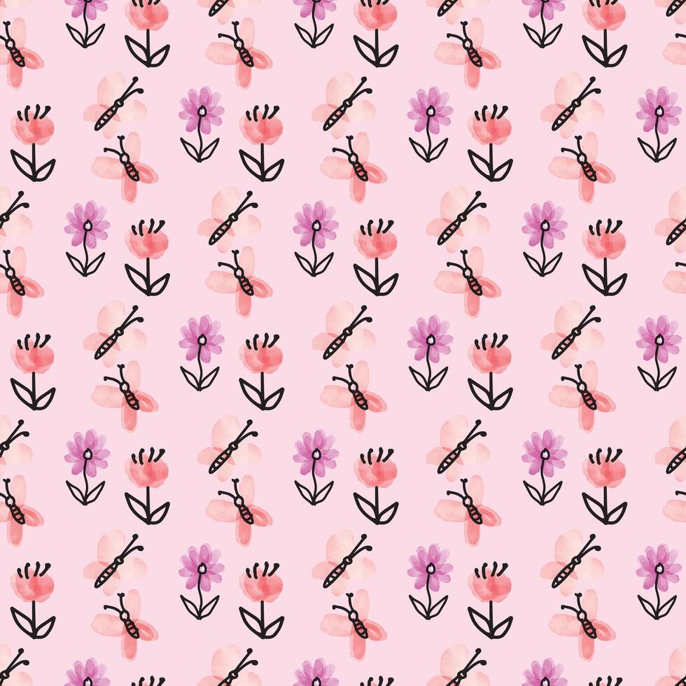 Flower Friends Seamless Pattern Design vector