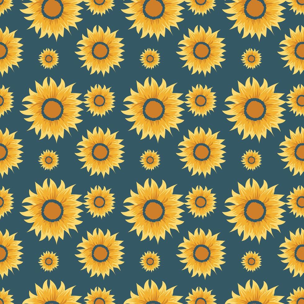 Sunflower Wakening Seamless Pattern Design vector