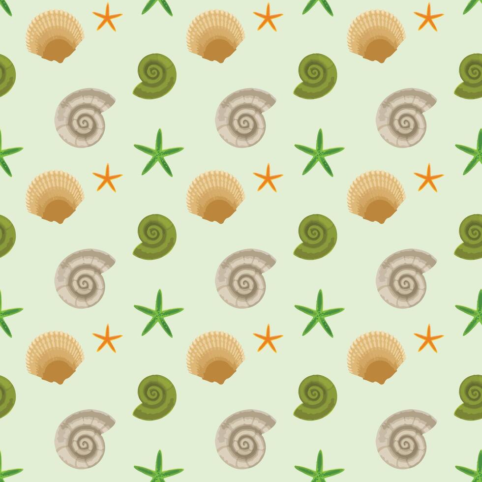 Sea Shell Seamless Pattern Design vector