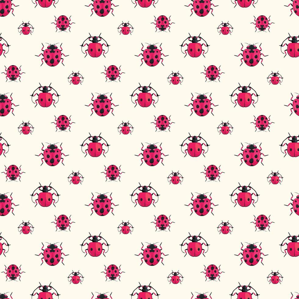 Cute Ladybugs Seamless Pattern Design vector