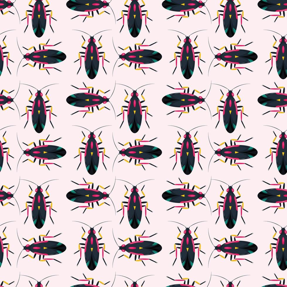 Firebugs Seamless Pattern Design vector