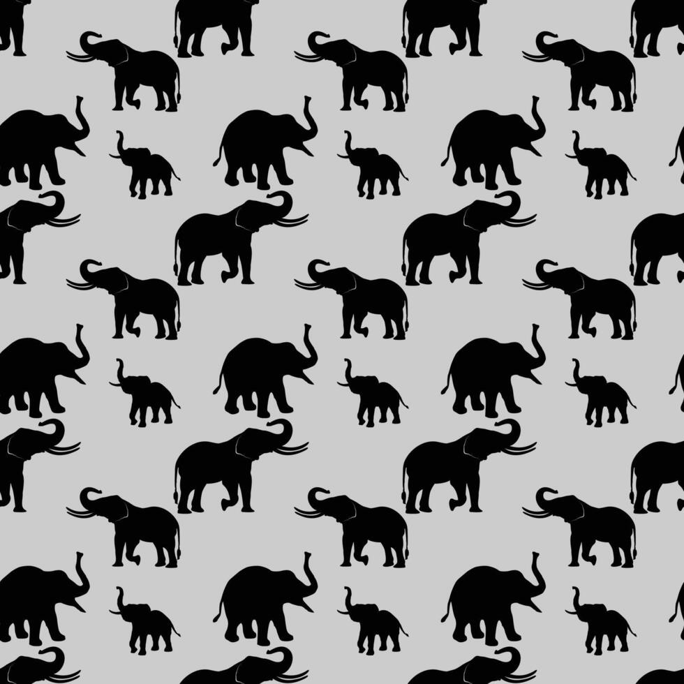 Elephants Silhouette Seamless Pattern Design vector