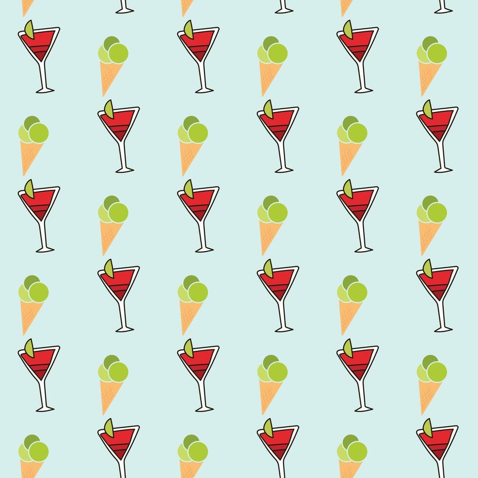 Ice Cream And Drink Seamless Pattern Design vector
