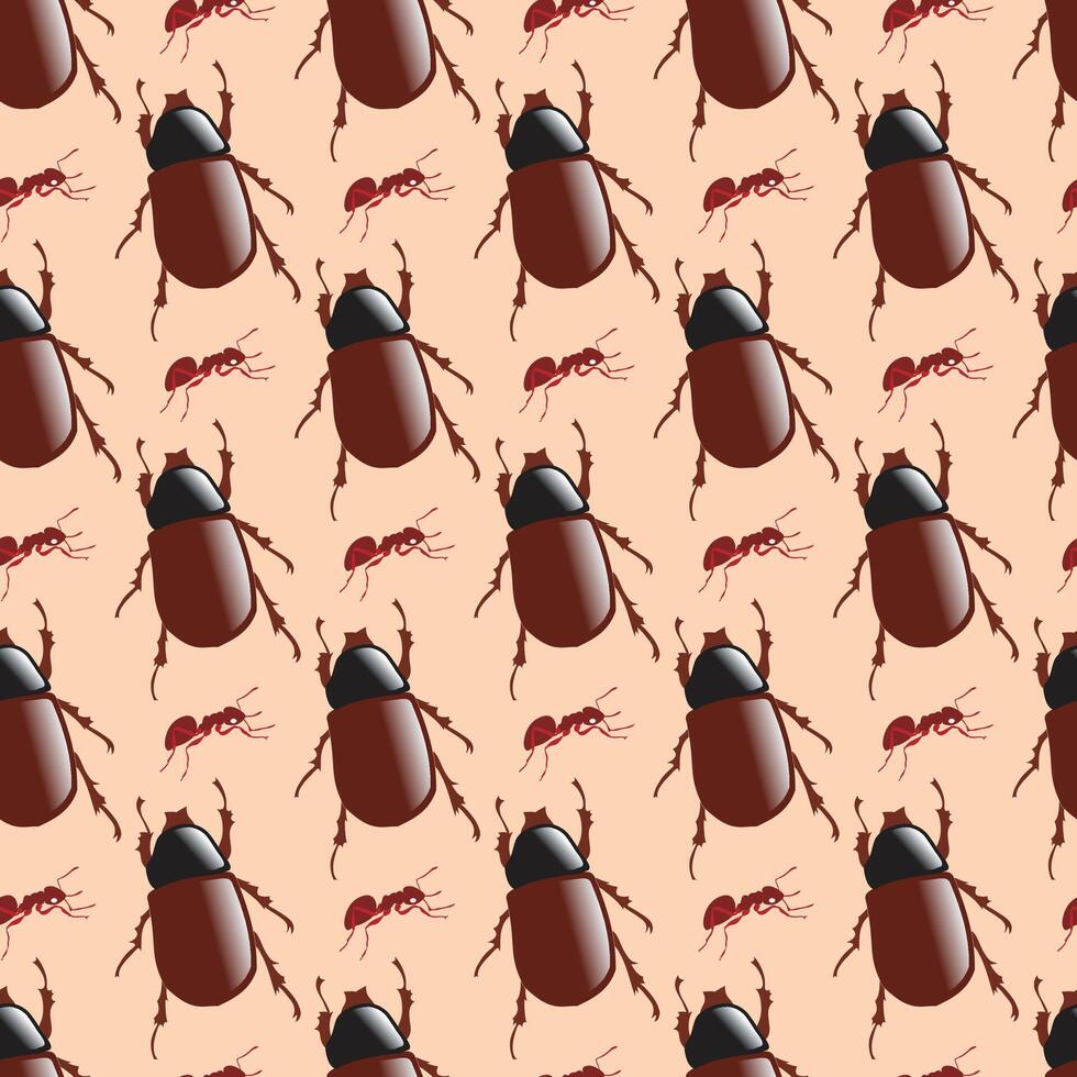 Beetles Seamless Pattern Design vector