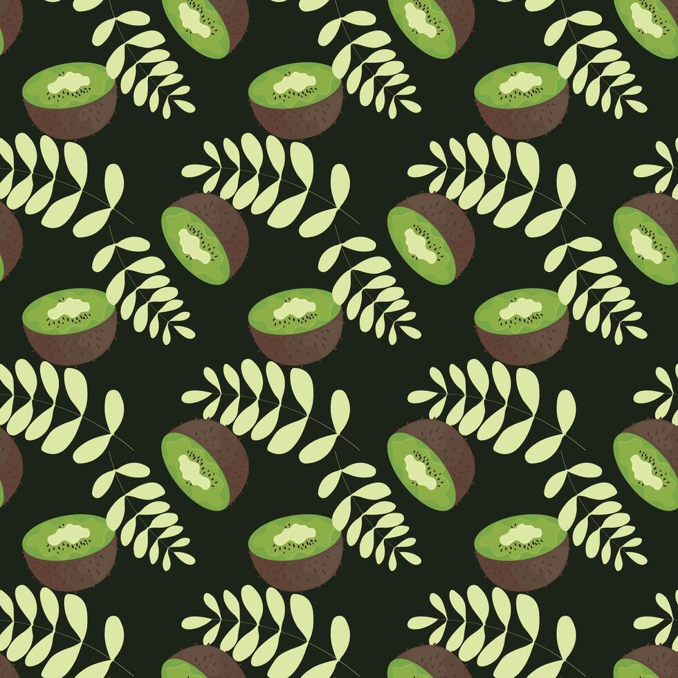 Fresh Kiwis Seamless Pattern Design vector