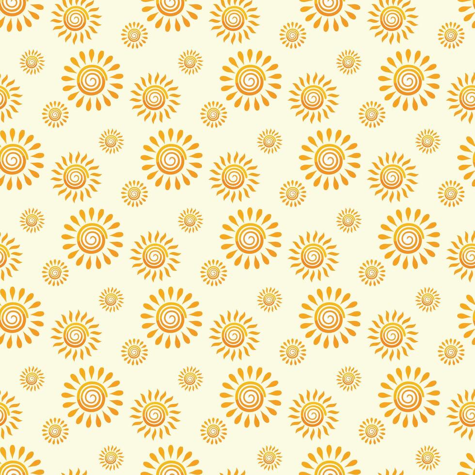 Friendly Suns Seamless Pattern Design vector
