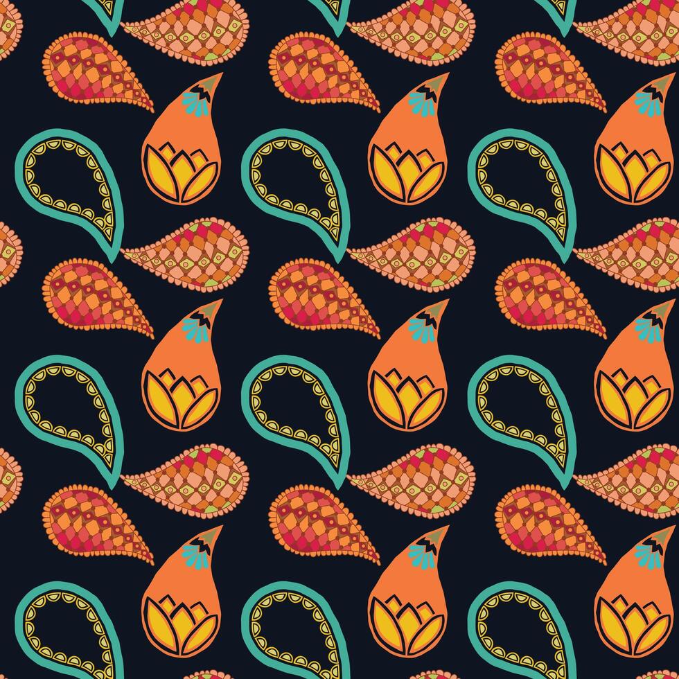 Magical Night Paisleys Seamless Pattern Design vector